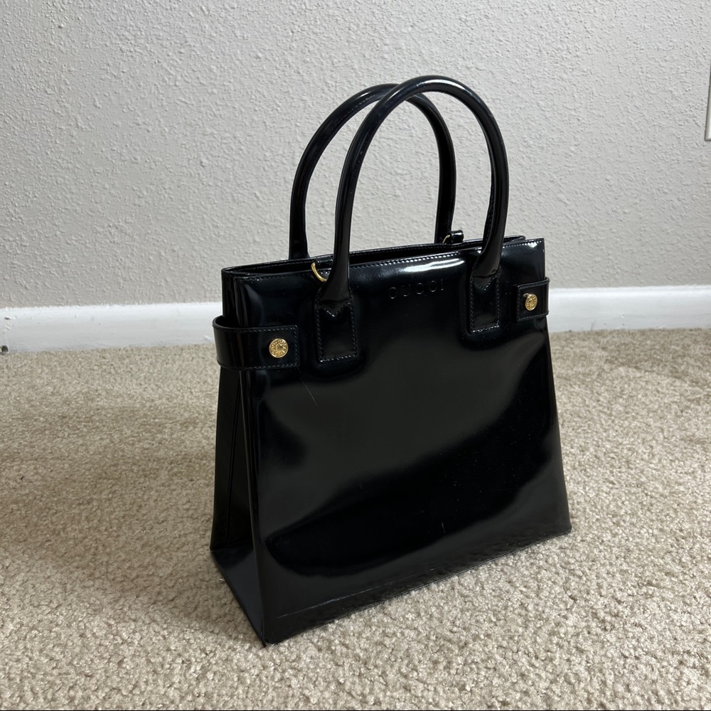 GUCCI patent leather top handle vintage bag